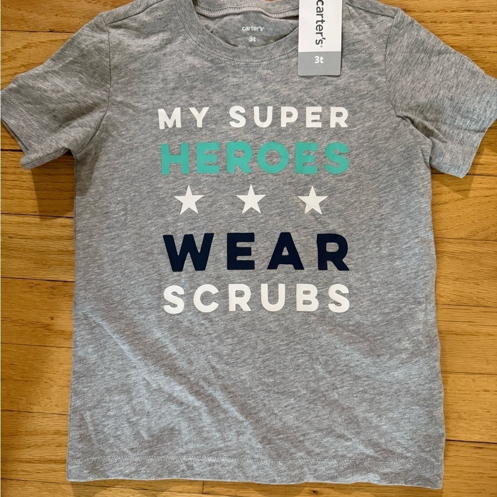Carter's Gray T-Shirt with Superheroes Message